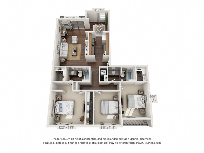 3 Beds • 2 Bath 103 floor plan